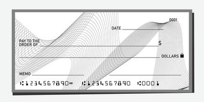 White bank cheque, check paper template with wavy pattern design . vector
