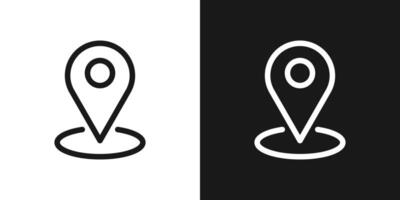 Pin location map outline icon symbol black and white set. illustrator vector