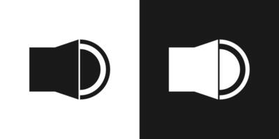 Speaker volume black and white icon set vector