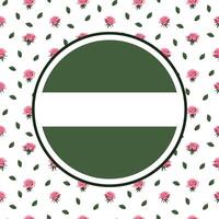 card with a round frame on a background of pink roses and green leaves. vector