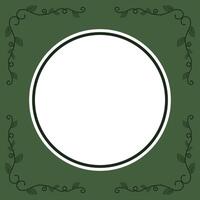 round frame with swirl elements on a green background. cover template vector