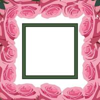 square green frame. flower border template with space for text with pink roses vector