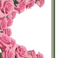 flower template with space for text with pink roses vector