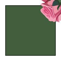 square green space for text. angular flower template with one pink rose vector