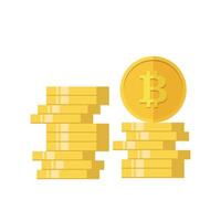 Bitcoin. Golden bitcoin stack isolated on white background vector