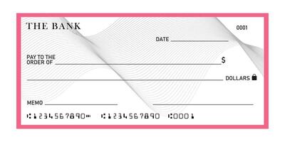 blank bank cheque, check voucher template vector
