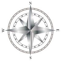 Wind rose isolated on a white background. The background image of a compass is silver. Navigation arrow symbols. Equipment for sea travel. vector