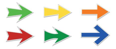 Arrows. Set of isolated multi-colored arrows of different shapes on a white background. Blue, orange, green, yellow colors. design element. vector
