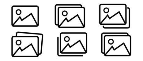 Email sign. Set of gallery icons, photo album or image symbol. Thin outline photo gallery icons for web and mobile apps. vector