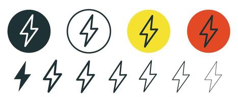 Lightning flash icon, electricity icon symbol, danger, power energy, symbolizing energy and strength. Thin line, outline and stroke style for apps and websites. vector