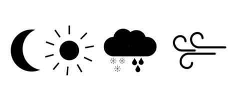Set icons of sun, moon, cloud, wind. Weather sign elements for app UI and web elements. vector