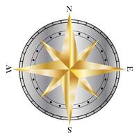 Wind rose isolated on a white background. Background image of a compass in gold color. Navigation arrow symbols. Equipment for sea travel. vector