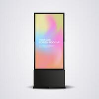 A realistic LED mock-up screen prominently displaying a gradient background vector