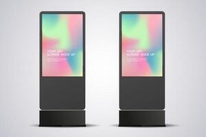 Set of two LED Screen Mockup in 3Ds of Realistic screen light box for out door signage design. Two 3Ds LED mock up Illuminated lightbox design vector