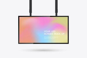 Hanging LED Screen Mockup in 3Ds of Realistic screen light box. A 3Ds LED mock up Illuminated lightbox with empty space for design vector