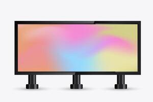 The LED screen is flanked by black support brackets on either side, suggesting a sturdy and stable installation. These brackets are detailed with gold bolts vector