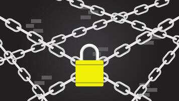 Chain and padlock illustration with a wall background. vector