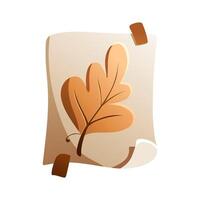 Illustration of a leaf with an oak leaf, symbol, icon. vector