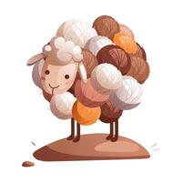 Cartoon toy sheep made of balls of wool. vector