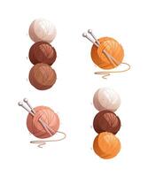A set of knitting balls with knitting needles. vector