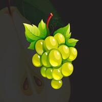 Green Juicy Bright Fresh Ripe Grape vector