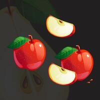 Red Juicy Bright Fresh Ripe Apple vector