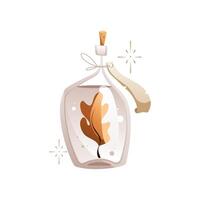 Illustration of an oak leaf in a bottle. vector