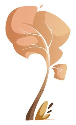 Illustration of a tree swaying in the wind