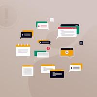 Simple multi-colored icons related to programming and communication on background, perfect for website, blog, graphic design, social media, UI, mobile app vector