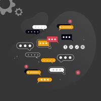 Simple multi-colored icons related to programming and communication on background, perfect for website, blog, graphic design, social media, UI, mobile app vector