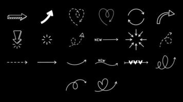 Simple hand drawn arrows doodle shapes set. Elements for decoration and design. vector