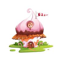 Pink House In The Form Of A Cupcake vector