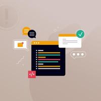 Simple multi-colored icons related to programming and communication on background, perfect for website, blog, graphic design, social media, UI, mobile app vector