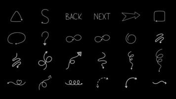 Simple hand drawn arrows doodle shapes set. Elements for decoration and design. vector