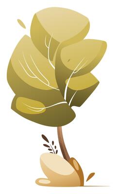 Illustration of a tree swaying in the wind