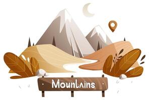 Snowy mountain peaks on the background of the moon vector