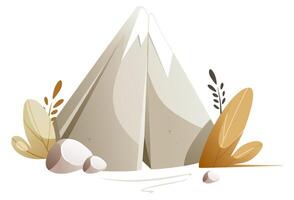 Illustration of mountain peak with a snowy peak vector