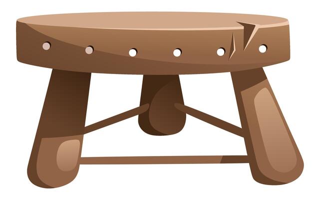 Illustration of a cartoon wooden retro table