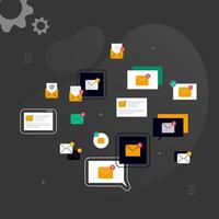 Simple multi-colored icons related to programming and communication on background, perfect for website, blog, graphic design, social media, UI, mobile app vector