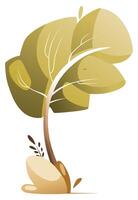 Illustration of a tree swaying in the wind vector