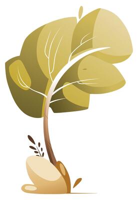 Illustration of a tree swaying in the wind