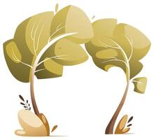 Illustration of a tree swaying in the wind vector