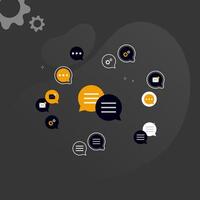 Simple multi-colored icons related to programming and communication on background, perfect for website, blog, graphic design, social media, UI, mobile app vector
