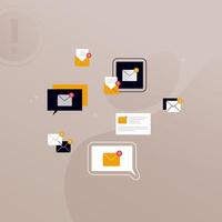 Simple multi-colored icons related to programming and communication on background, perfect for website, blog, graphic design, social media, UI, mobile app vector