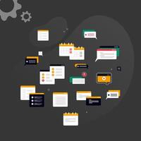 Simple multi-colored icons related to programming and communication on background, perfect for website, blog, graphic design, social media, UI, mobile app vector