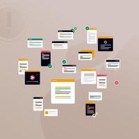 Simple multi-colored icons related to programming and communication on background, perfect for website, blog, graphic design, social media, UI, mobile app vector