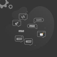 Simple multi-colored icons related to programming and communication on background, perfect for website, blog, graphic design, social media, UI, mobile app vector