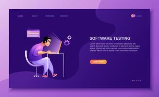 Programming concept, Programming concept, programmer eats fast food at the workplace. Developer programming web site landing page template. Developer programming web site vector