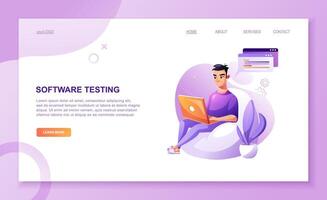 Programming concept, Programming concept, programmer eats fast food at the workplace. Developer programming web site landing page template. Developer programming web site vector