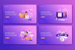 Programming concept, Programming concept, programmer eats fast food at the workplace. Developer programming web site landing page template. Developer programming web site vector